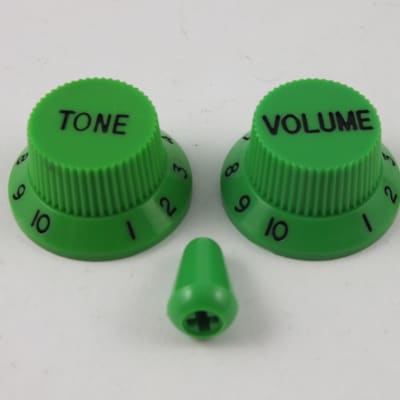 Green Volume & Tone Knobs + Matching Tip to fit Ibanez or Yamaha guitar