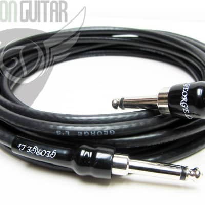 20' George L's .225 Guitar Bass Cable Black w/Right Angle Plug